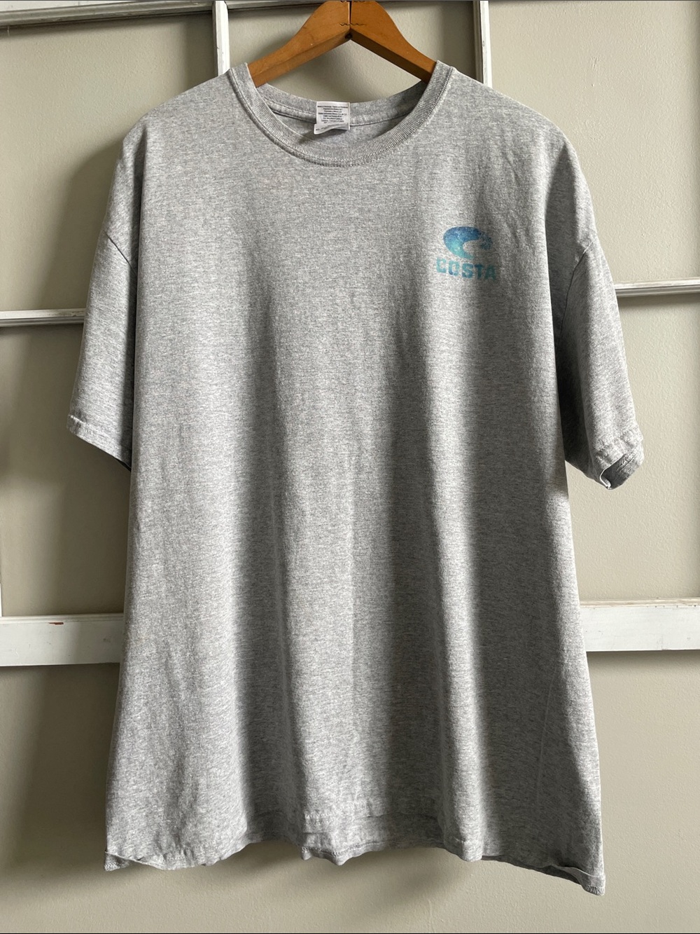 Costa Heather Gray Short-Sleeve T-Shirt with Blue Logo